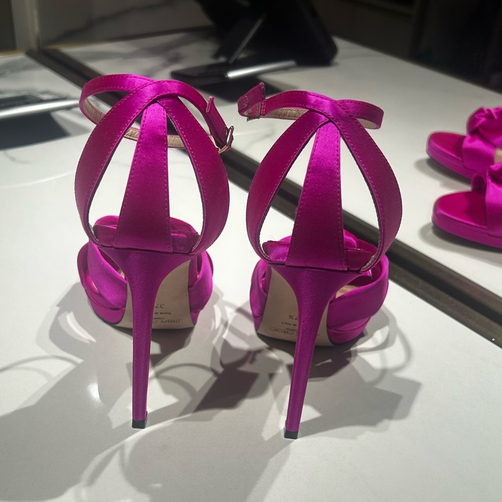 Jimmy Choo Fuchsia Satin Sandals - Picture 4 of 4
